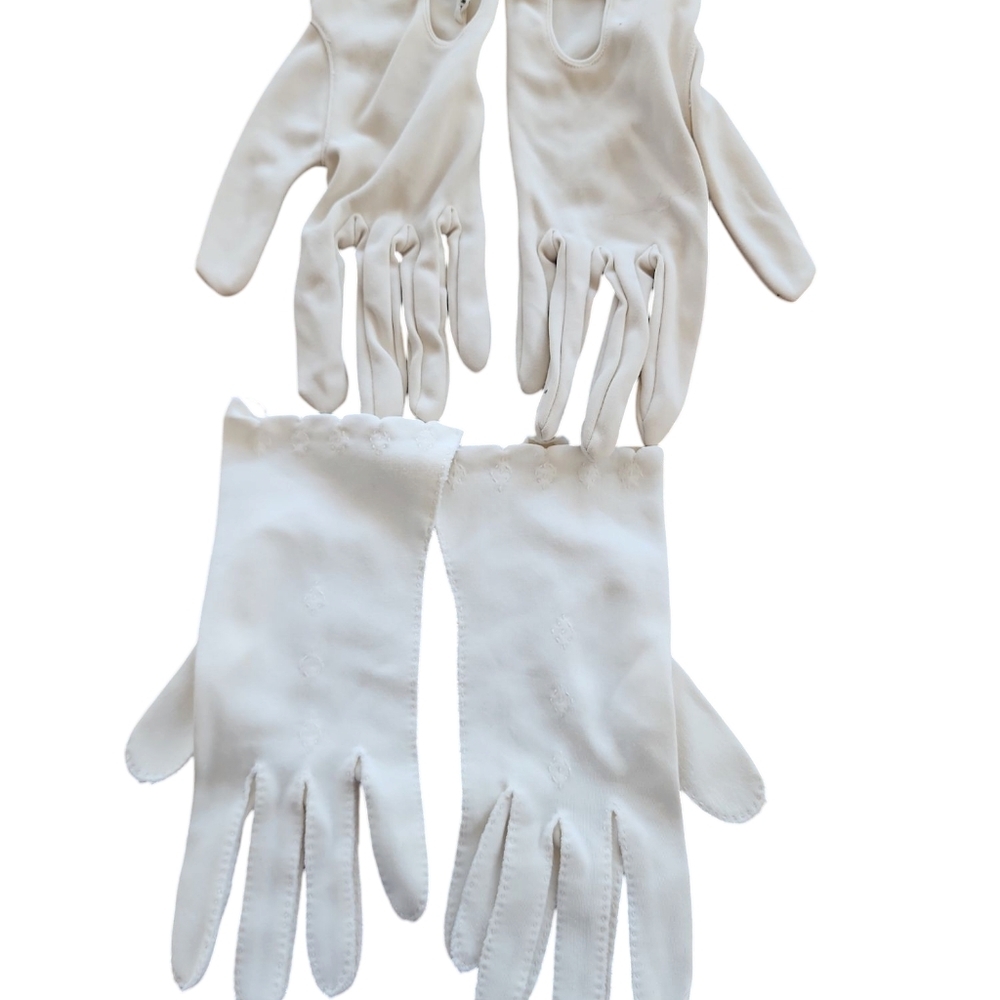 Vintage Gloves, 2 Pair, One No Name, One Max Mayer. Cream, No Stains